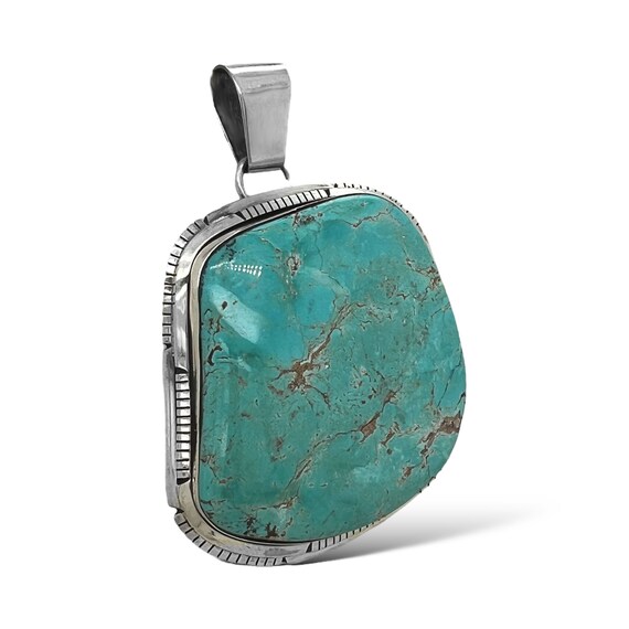 本物のロイストン ターコイズ ステートメント ペンダント