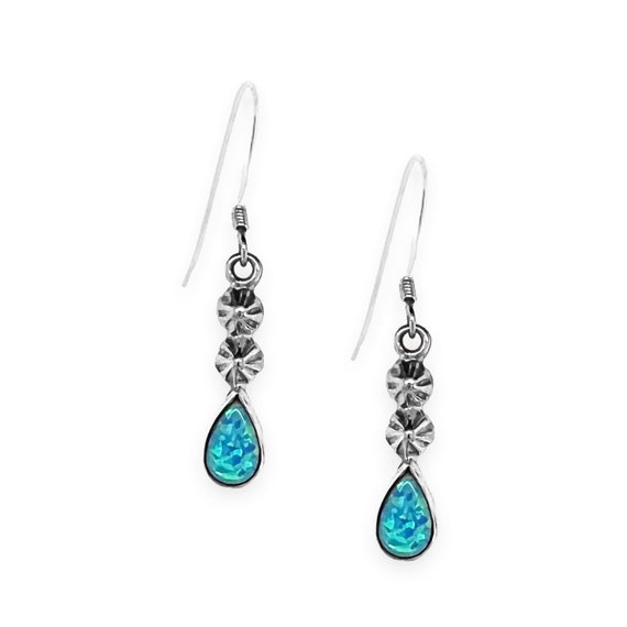 Blue Desert Opal Earrings, 925 Sterling Silver, Native American 