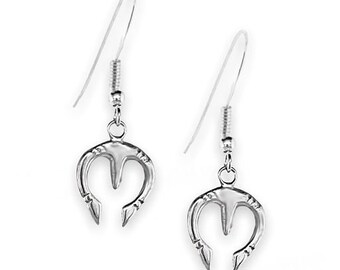 Genuine Sterling Silver Naja Earrings, Native American USA Handmade, Sterling Silver, Nickel Free, French Hook