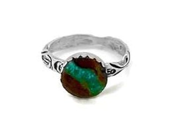 Genuine Royston Turquoise Ring, Size 4.5, Sterling Silver, Authentic Navajo Native American USA Handmade, Nickel Free