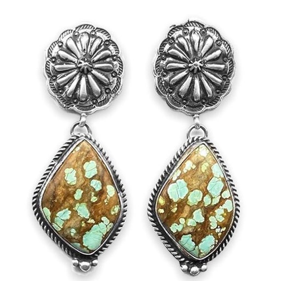 Genuine Royston Turquoise Statement Earrings Oxidized 925 Sterling Silver Authentic Navajo Native American Handmade Artist Signed Etsy