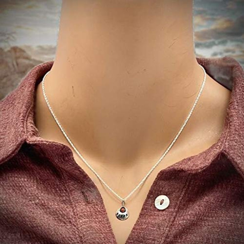 Genuine Red Coral Bear Paw Necklace Native American USA Handmade 925 Sterling Silver Pendant and Chain Set Nickel Free