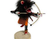 5 Inch Authentic Orange Standing Wolf Kachina Figure, Genuine Navajo Native American Tribe Handmade, Artist Signed, Southwestern Collectible
