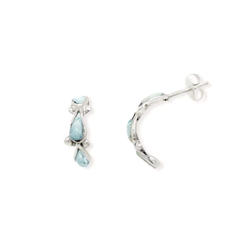 Desert Opal Half Hoop Earrings 925 Sterling Silver Nickle Free White Synthetic Opal Native American USA Handmade