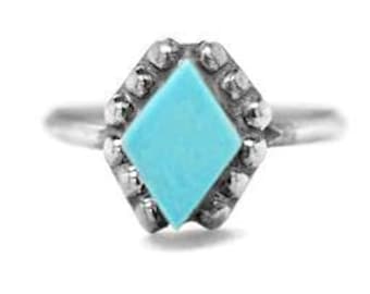 Genuine Sleeping Beauty Turquoise Ring, Sterling Silver, Native American USA Handmade, Nickel Free