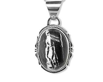 Genuine White Buffalo Stone Pendant, Sterling Silver, Authentic Navajo Native American Handmade, Artist Signed, Nickel Free