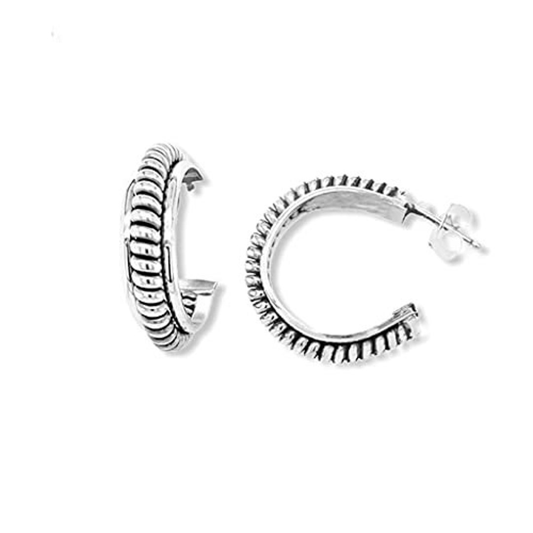 Sterling Silver Half Hoop Earrings in 925 Sterling Silver Etsy