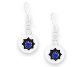 Purple Desert Opal Shadowbox Earrings, Sterling Silver, Native American Handmade, French Hook, Nickle Free, Synthetic Opal