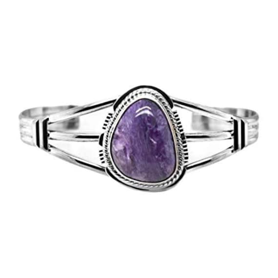Robby Johnson Vintage Native American Navajo Charoite Sterling Silver Bracelet Cuff Robby Johnson Vintage Native American Navajo Charoite Sterling Silver Bracelet Cuff