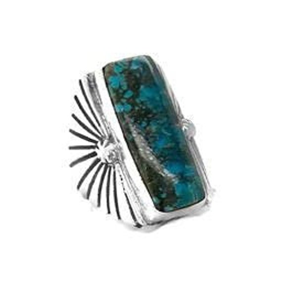 Arizona Turquoise Sunburst Design Ring Sterling Silver - Handmade in the USA Arizona Turquoise Sunburst Design Ring Sterling Silver - Handmade in the USA