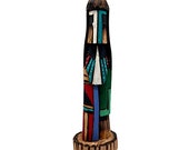 6 Inch Authentic Long Hair Kachina Doll, Navajo Native American Tribe Handmade, Artist Signed, Materials, Southwestern Collectible Figurine
