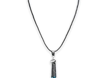 Genuine Sterling Turquoise Tassel Pendant with Navajo Pearl Necklace, Authentic Navajo Native American USA Handmade, Nickel Free
