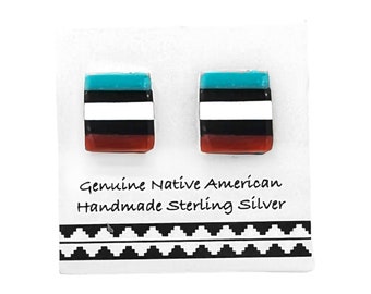 Genuine Shell and Stone Earrings, 925 Sterling Silver, Native American USA Handmade, Nickel Free