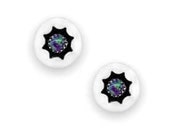 Desert Opal Shadowbox Earrings, 925 Sterling Silver, Native American USA Handmade, Nickel Free, Purple Synthetic Opal, Post Style