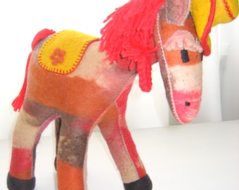 Felted Donkey. ArtToy. Felted Stuffed Puppet. Handmade Toys.