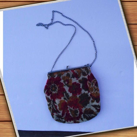 Vintage tapestry woven handbag 1950's purse bag