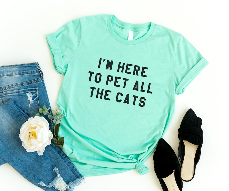 Cat lover gift shirt funny womens shirts with saying tumblr graphic tee for teens girl gifts women printed tshirts Heather Mint