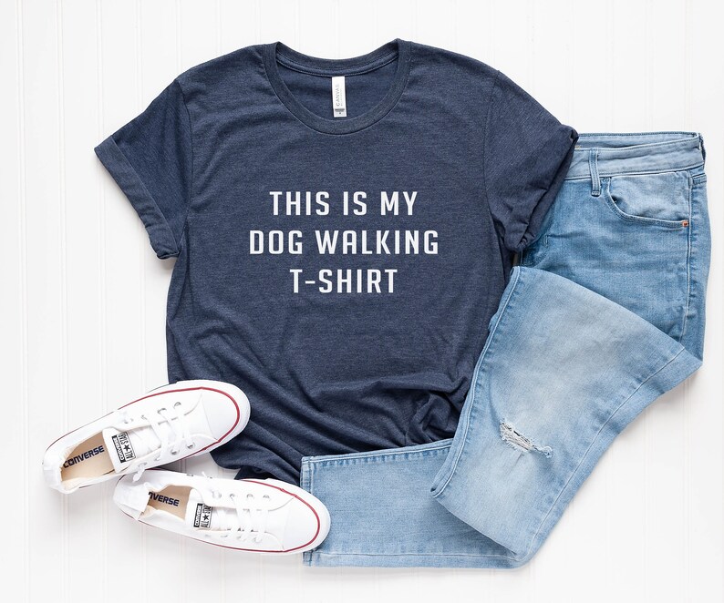 This is my dog walking t-shirt t shirt with saying women graphic tee tumblr for teen teenage girl clothes pet gift womens tshirts Heather Midnight Nav