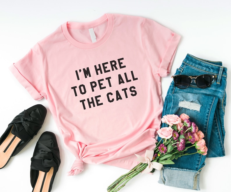 Cat lover gift shirt funny womens shirts with saying tumblr graphic tee for teens girl gifts women printed tshirts Pink