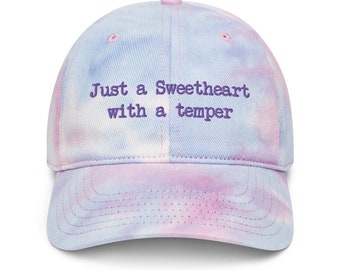 Just a sweetheart with a temper funny baseball hat women cute trendy silly joke tie dye dad cap novelty gift for her