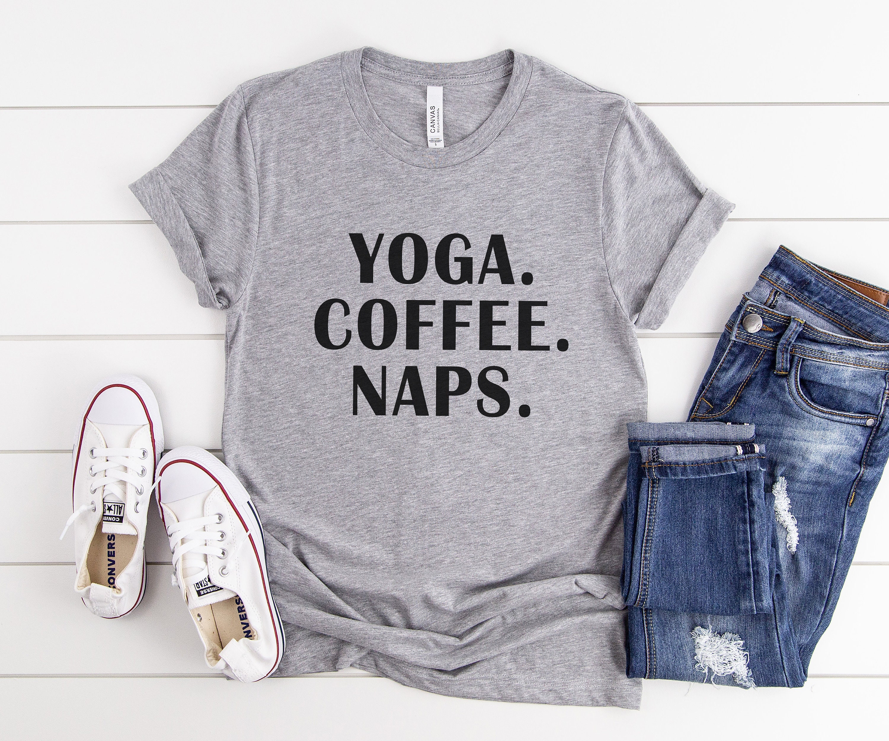 Yoga shirt coffee gift Funny TShirts with sayings women Tumblr | Etsy