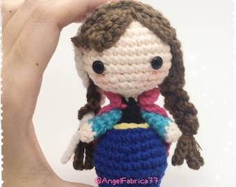 Frozen Princess Anna, Frozen Disney Princess, Crochet yarn Amigurumi, Snowflake doll, Elsa and Anna, Free shipping United States,