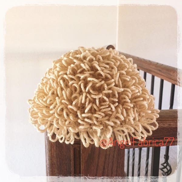 Cabbage Patch Wig Crochet Costume Hat, Bob Ross, Baby Shower, Holiday Costume, Beige, Brown Photo Prop,Free shipping United States