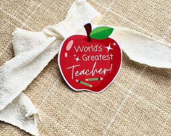 World’s Greatest Teacher Tag, Teacher Appreciation, Teacher Gift Tag, Teacher Apple Tag