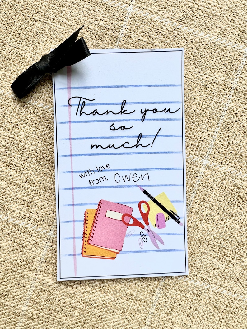 Thank You Notebook Tag, Teacher Appreciation Gift, Gift Tag, Notebook Gift Tag, Printable Tag image 1