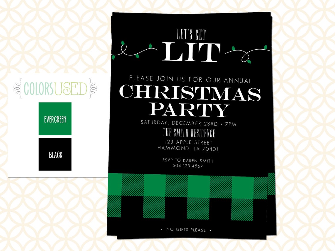 Printable Let's Get Lit CHRISTMAS PARTY Invitation - Etsy