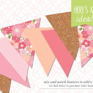 Printable Rose Gold Glitter Pennant Flag Banner That Includes Shades of ...