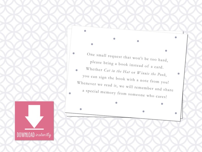 Printable bring a Book Instead of a Card Insert for Baby Shower ...