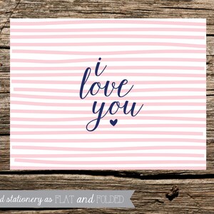 Printable I Love You Stationery: Instant Download as Flat and Folded ...