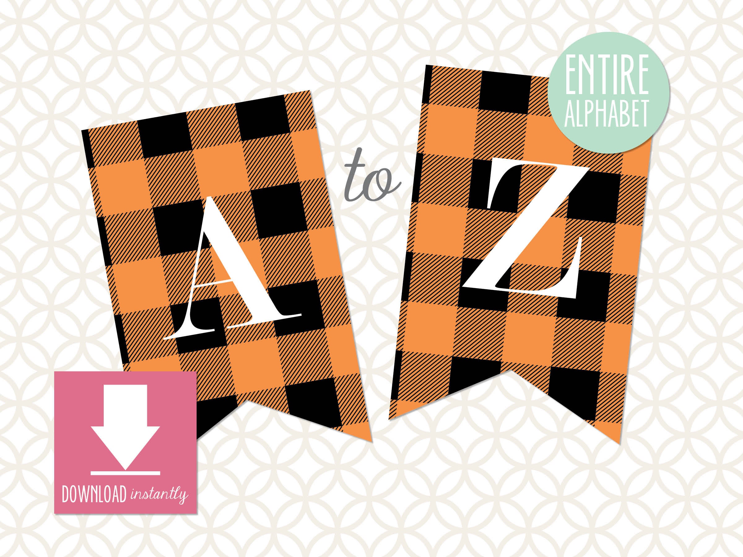 printable pennant banner that includes entire alphabet orange etsy