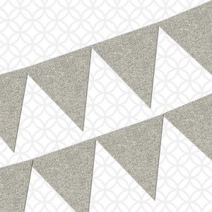 Printable SILVER GLITTER Pennant Flag Banner:  (Instant Digital Download)