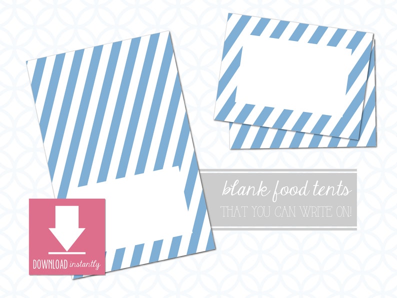 Printable Light Blue Food Table Tent Cards Place Cards: - Etsy