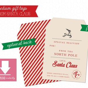 Etiqueta de presente média para impressão do Papai Noel - Download instantâneo, etiqueta de entrega do Papai Noel, etiqueta de presente de Natal, etiqueta de presente do Papai Noel