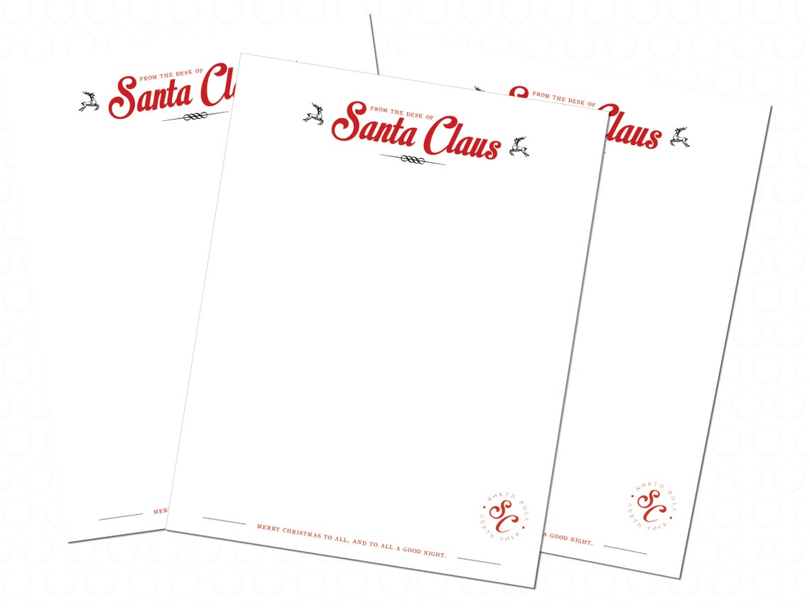 Printable From The Desk Of Santa Letterhead Instant Printable Digital 