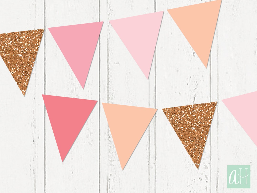 Printable MINI Rose Gold Glitter Pennant Flag Banner That Includes ...