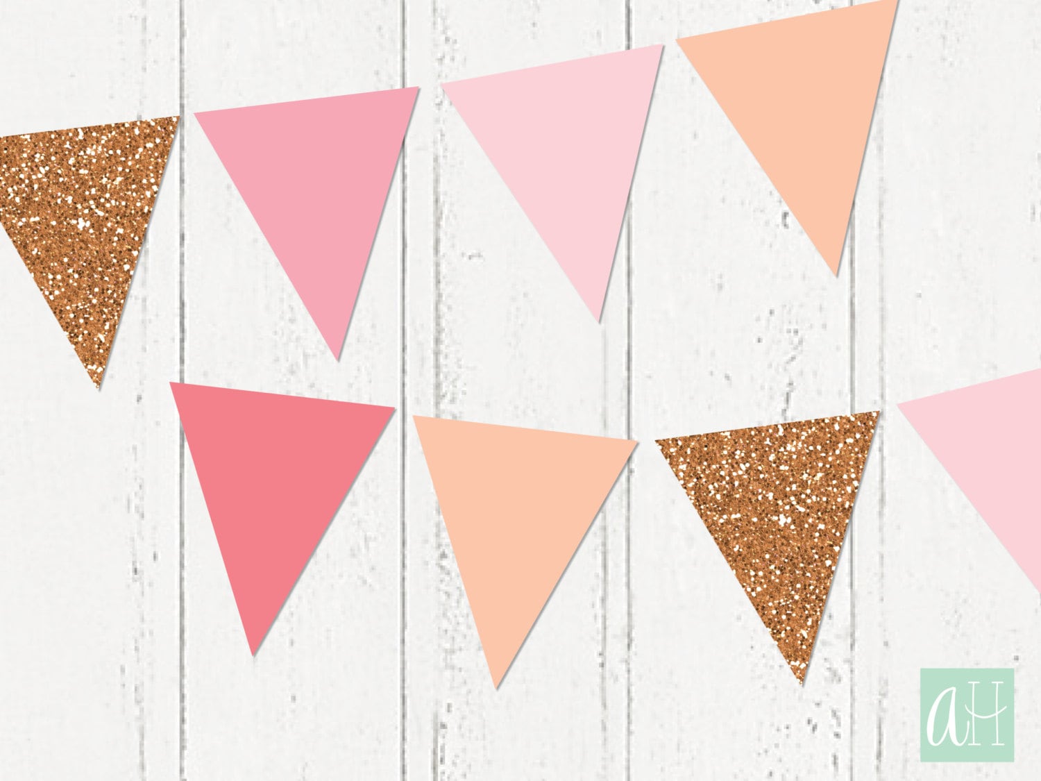 Printable MINI Rose Gold Glitter Pennant Flag Banner That Includes ...