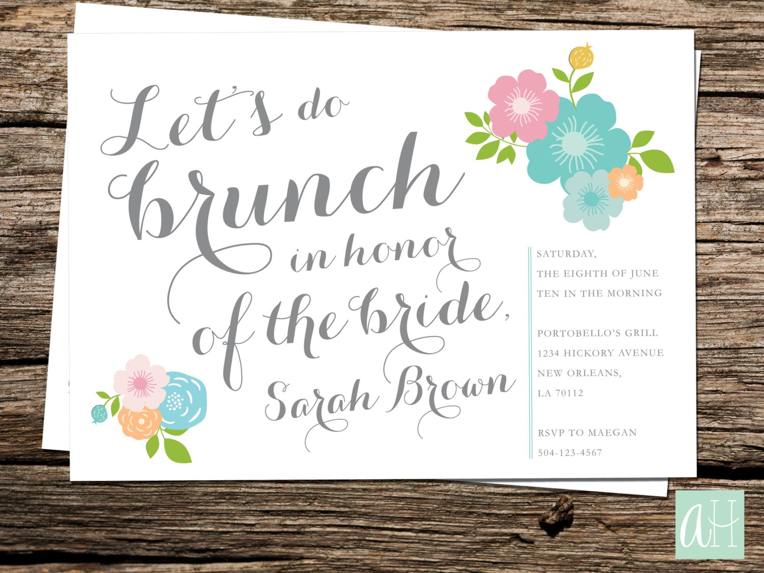 Printable BRIDAL BRUNCH Invitation: Let's Do Brunch