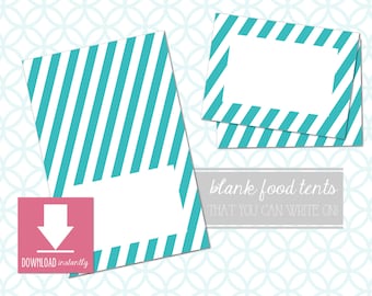 Printable Teal Food Table Tent Cards Place cards: Instant Download, 2 sizes