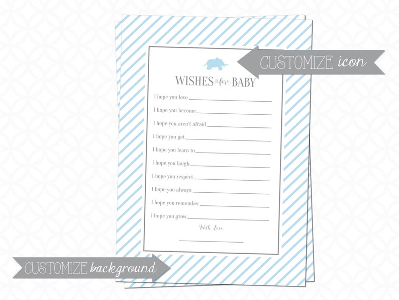 Custom Printable Wishes for Baby Cards Custom Pattern Color - Etsy