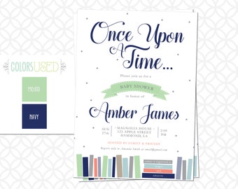 Printable Once Upon a Time, STORYBOOK Baby Shower Invitation, Baby Boy, Baby Girl, Gender Neutral, Customizable