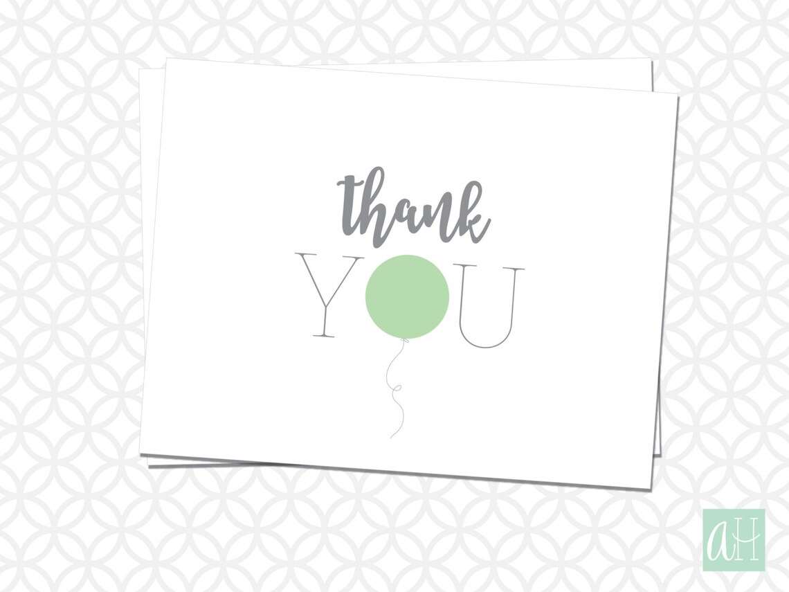 Printable GENDER NEUTRAL Thank You Card Mojito Light Green: - Etsy