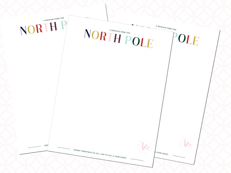 Printable Letterhead, A Message From the North Pole, Instant Printable ...