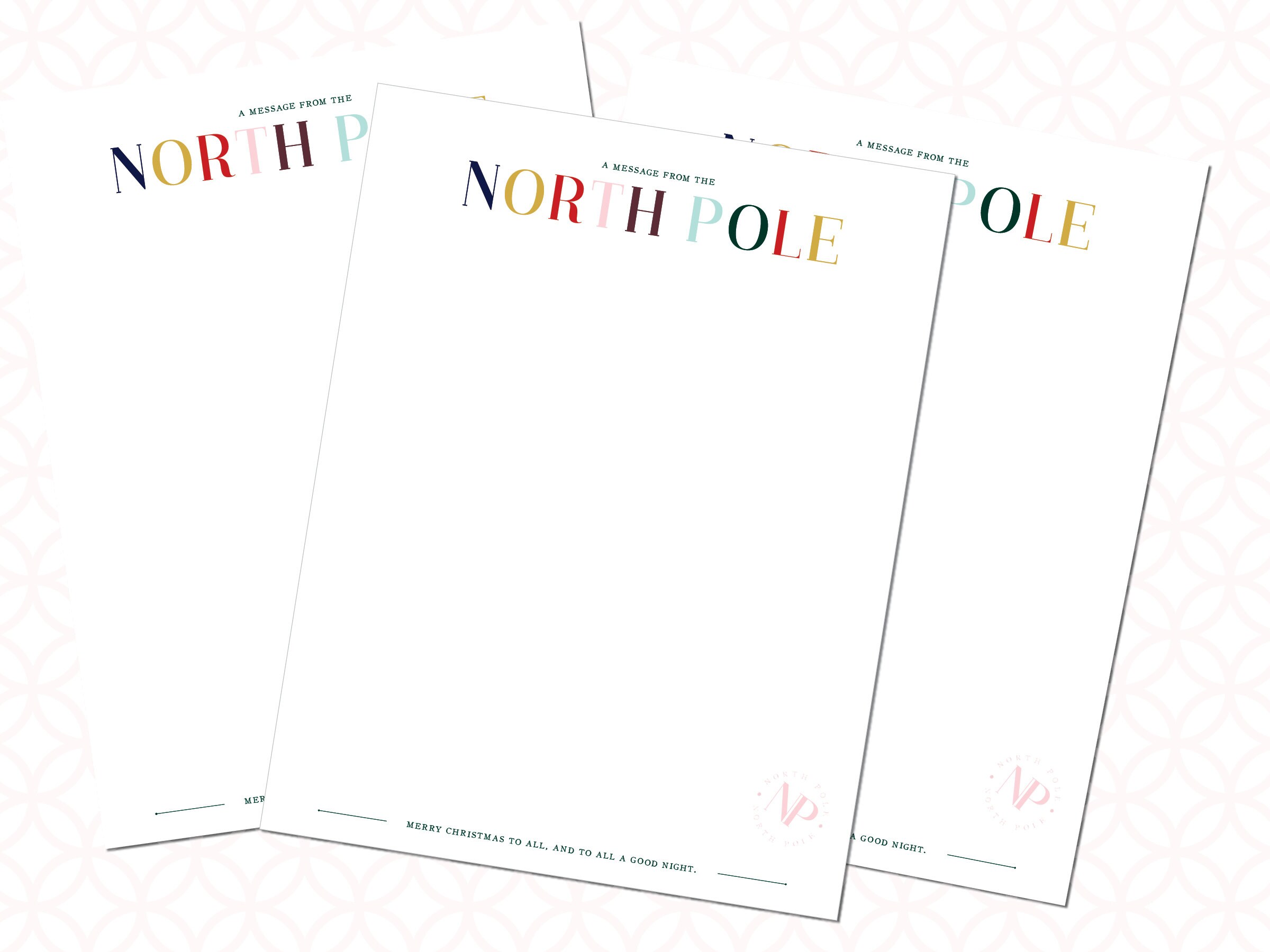 Printable Letterhead, A Message From the North Pole, Instant Printable