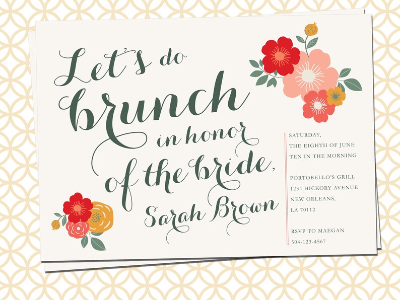Printable BRIDAL BRUNCH Invitation: Let's Do Brunch | Etsy