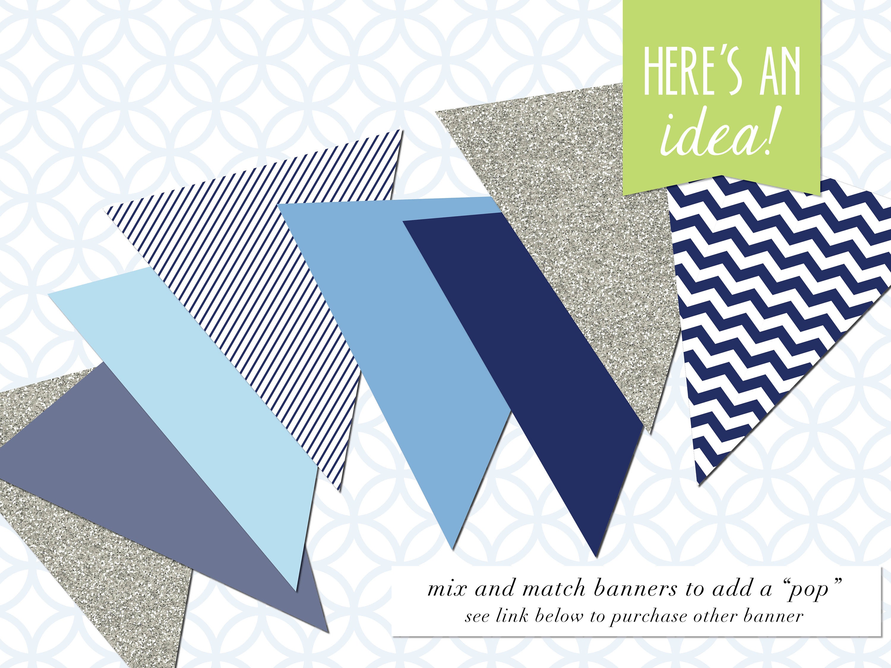 Printable Silver Glitter Pennant Flag Banner That Includes Shades of ...