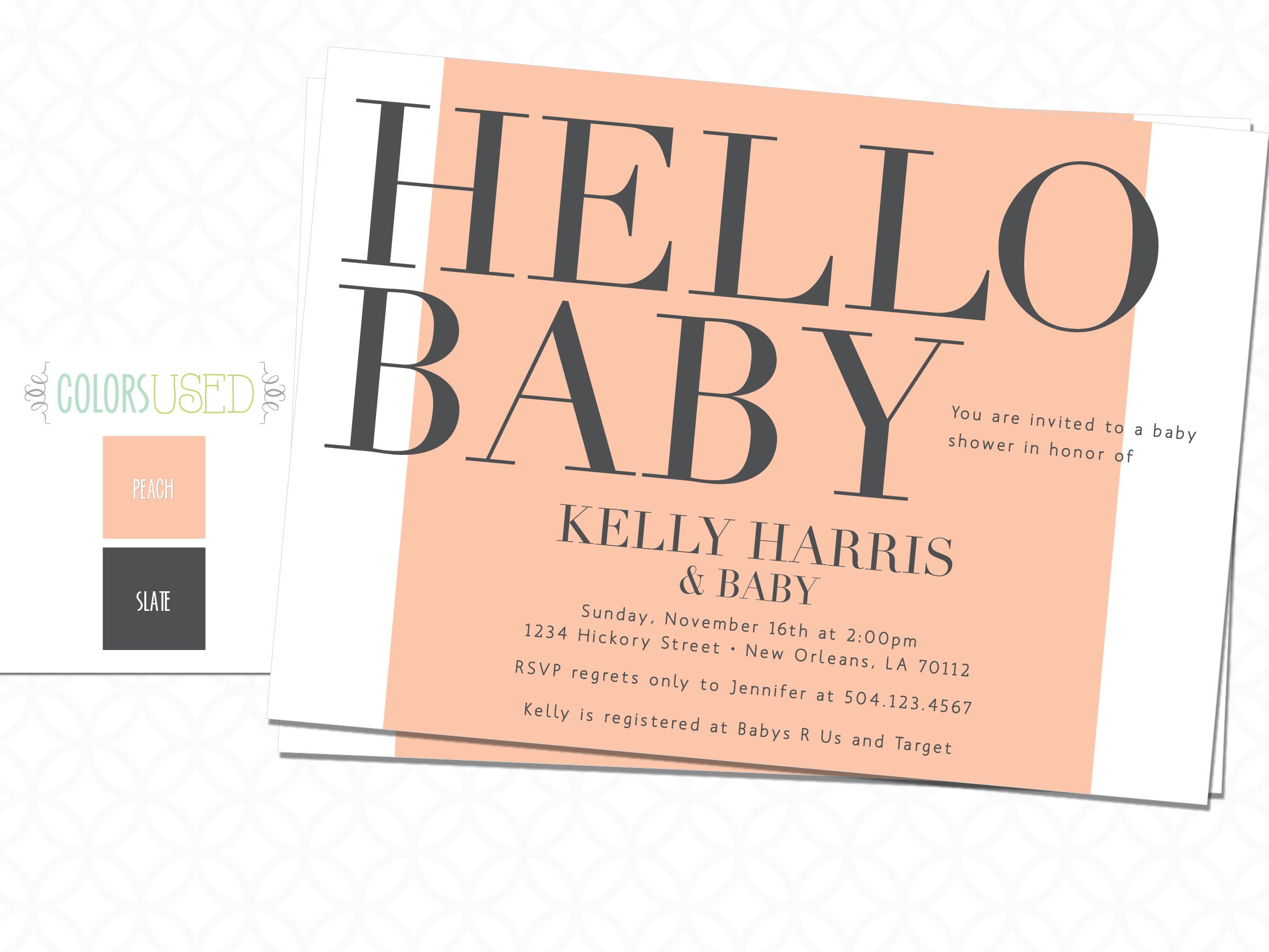 Printable Color Block Baby Shower Invitation: HELLO BABY! Minimalist ...